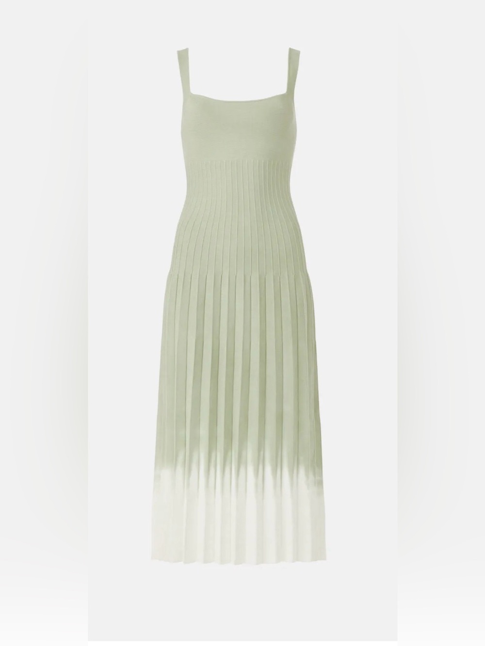 STAUD Sage Green to Cream Ombre Pleated Maxi Dress